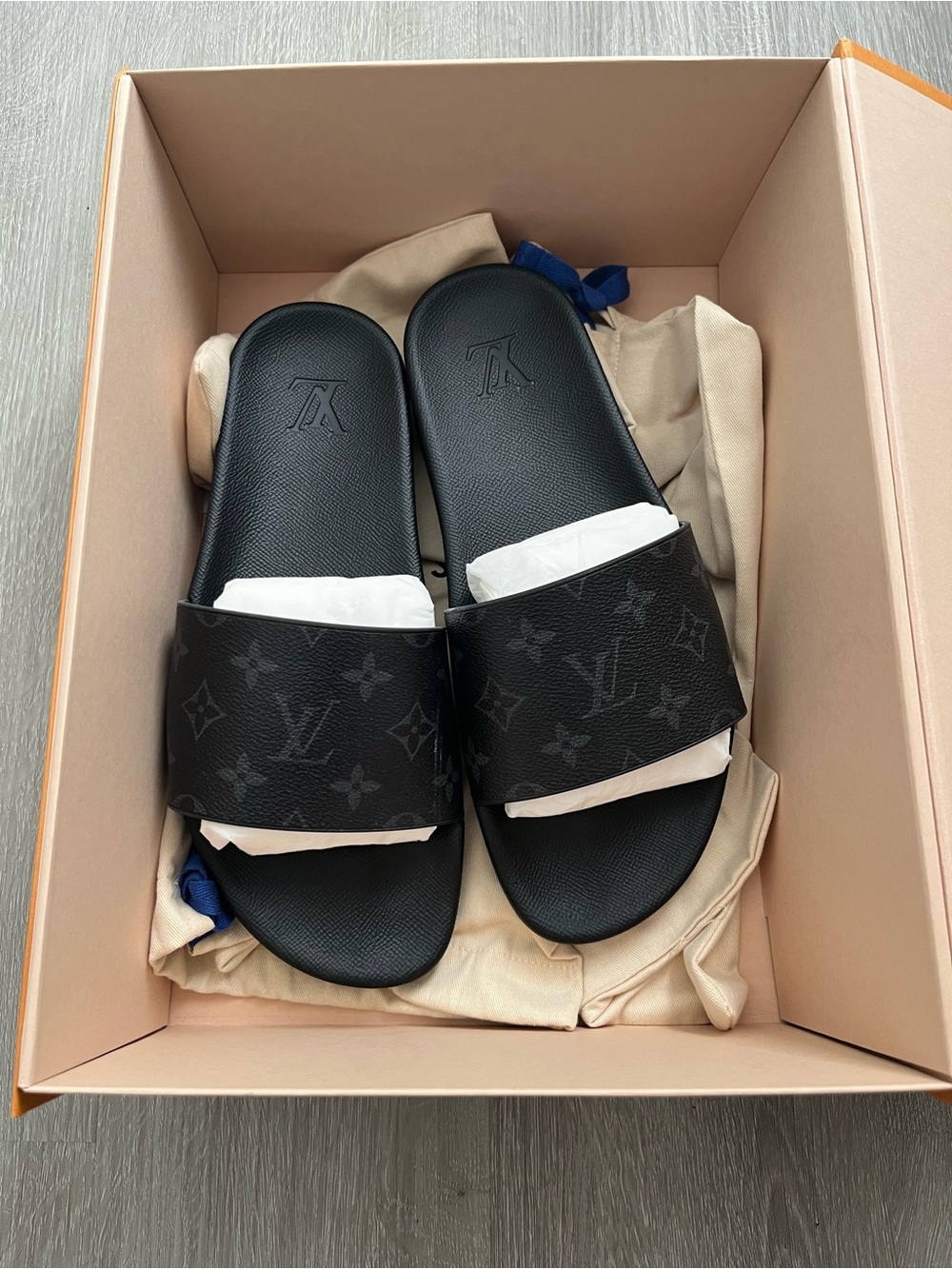 Louis Vuitton men’s black shoes slides - Picture 2 of 5
